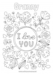 Child coloring page Flowers I love you 