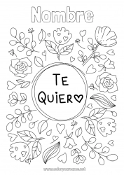 Dibujo libre Flores Te amo Inscripción 