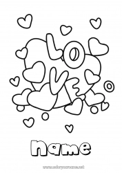 Free coloring Heart I love you Valentine's Day 