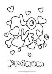 Coloriage gratuit Coeur Je t'aime Saint valentin 