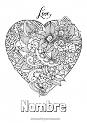 Colorear gratis Flores Corazón Mandala Te amo Inscripción 