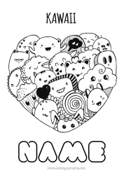 Free colouring Cute Heart Cute