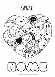 Disegno gratuito Carino Cuore Kawaii