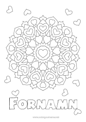 Gratis färgläggning Hjärta Mandala Jag älskar dig.