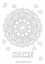 Free coloring Heart Mandala I love you