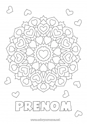 Coloriage gratuit Coeur Mandala Je t'aime