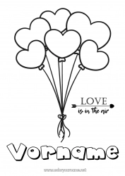 Kostenlose Malvorlage Herz Luftballons Ich liebe dich Valentinstag 