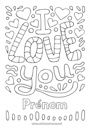 Coloriage gratuit Je t'aime 