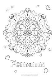 Gratis färgläggning Lugn och zen Hjärta Mandala Jag älskar dig.