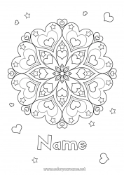 Free coloring Calm and zen Heart Mandala I love you