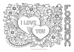 Gratis tegning Blomster Jeg elsker dig. Valentinsdag 