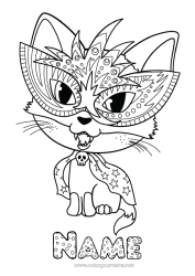 Colouring to customise Disguise Mask Cat Animal Dogs And Cats