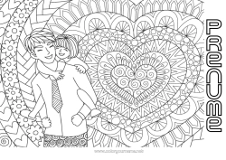 Pagină de colorat pentru copii Mandala Tată La mulți ani! Fată Te iubesc. Frate