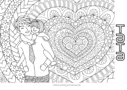 Pagină de colorat pentru copii Mandala Tată La mulți ani! Fată Te iubesc. Frate
