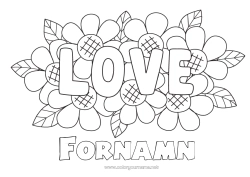 Gratis färgläggning Blommor Jag älskar dig. 
