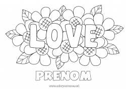 Coloriage gratuit Fleurs Je t'aime 