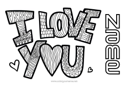 Free colouring I love you. 