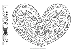 Gratis färgläggning Hjärta Mandala Jag älskar dig. Stort hjärta