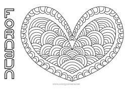 Gratis tegning Hjerte Mandala Jeg elsker deg. Stort hjerte