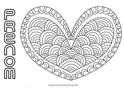 Coloriage gratuit Coeur Mandala Je t'aime Grand coeur