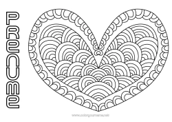 Desen liber de colorat Inimă Mandala Te iubesc. Inimă mare