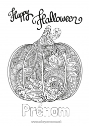 Coloriage gratuit Citrouille Halloween Inscription "halloween"