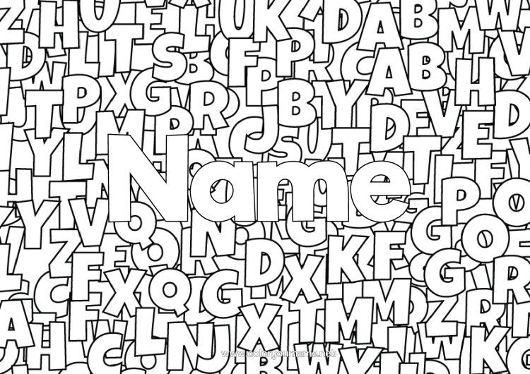 Colouring page to print Children's Activities Decorated Name Alphabet Decorative Background