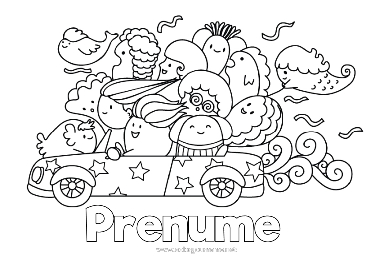 Pagină de colorat de imprimat Drăguț Vehicule Mașină Mașini, furgonete și autorulote