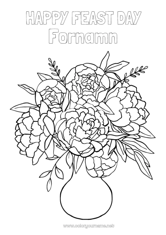 Färgläggningssida att skriva ut Blommor Mamma Mormor Grattis på födelsedagen