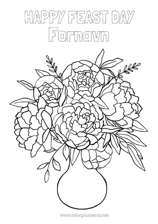 Fargeleggingssiden til utskrift Blomster Mamma Bestemor God fest!