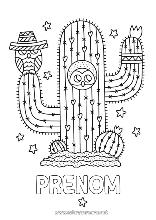 Coloriage à imprimer Kawaii Cactus