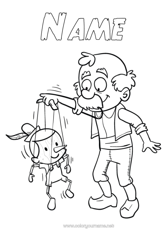 Colouring page to print Pinocchio Fairy Tale