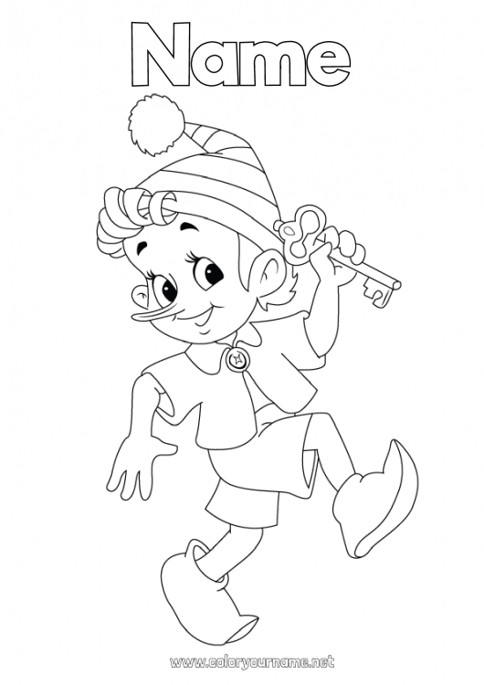 Coloring page to print Elves coloring pages Leprechaun Pinocchio Fairy tale