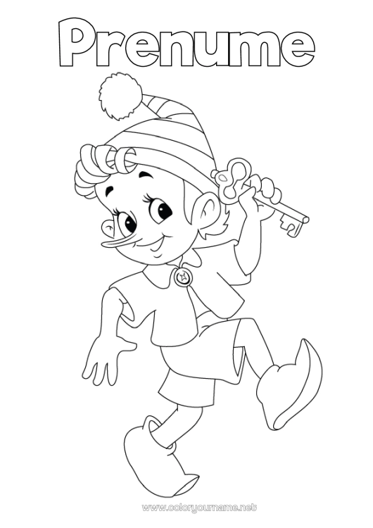 Pagină de colorat de imprimat Desene de colorat cu spiriduși Leprechaun Pinocchio Poveste cu zâne