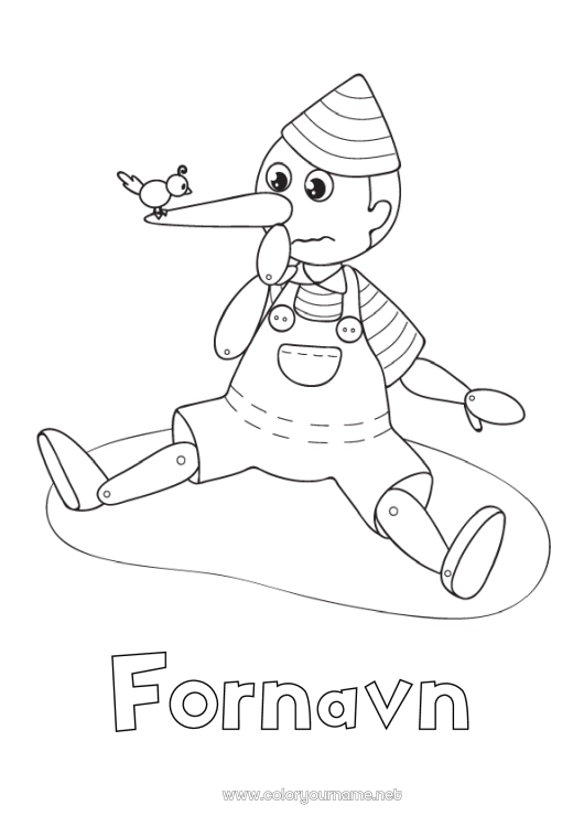 Fargeleggingssiden til utskrift Fugl Pinocchio Eventyr Fugler og flygende pattedyr