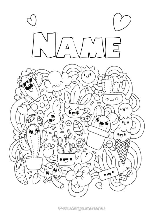 Colouring page to print Cute Cute Cactus