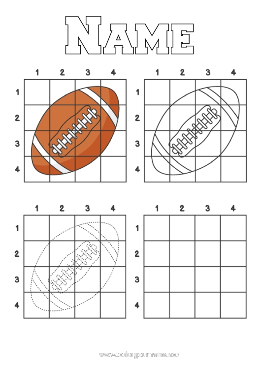 Colouring page to print Sport Children's Activities Super Bowl Rugby Rugby Ball Team Sports