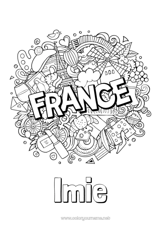 Kolorowanka do wydruku Geografia Francja Kraj 14 lipca