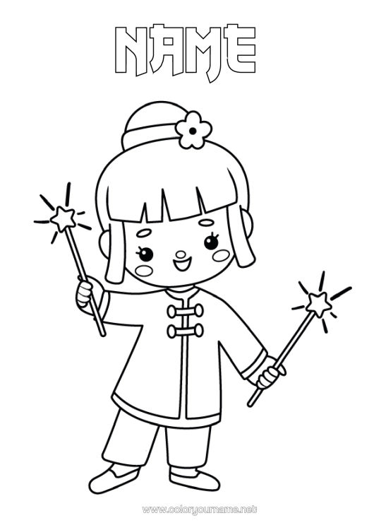 Colouring page to print Chinese New Year China Country