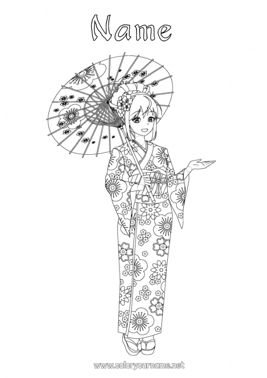 japanese kimono coloring pages