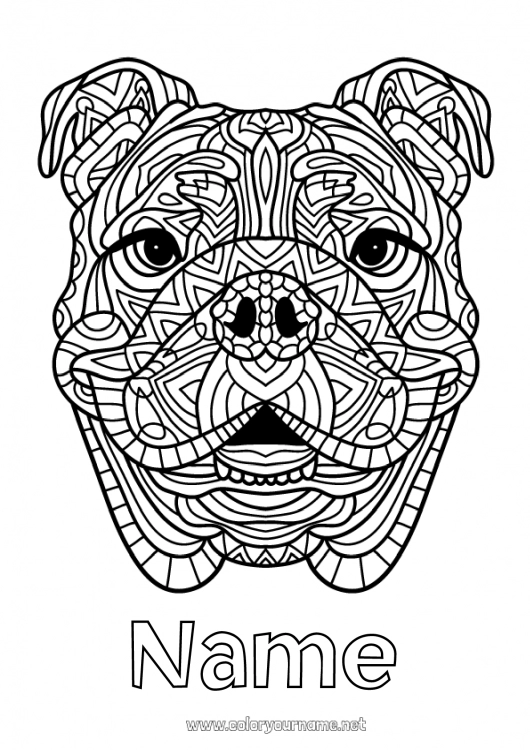 Coloring page to print Mandala Dog Animal Dog and cat