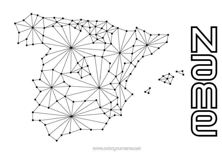 Colouring page to print Geography Spain Country Map Of Countries
