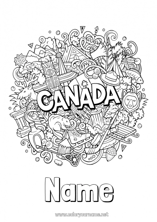 Coloring page to print Geography Canada Complex coloring pages Country