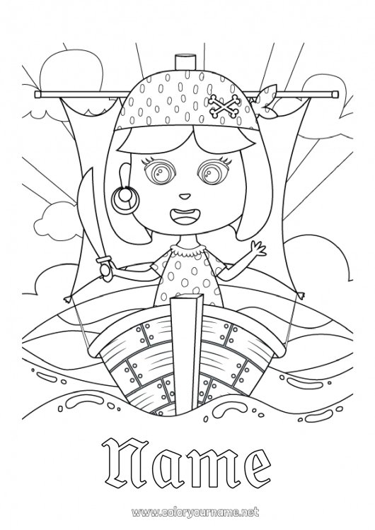 Coloring page to print Pirate Sea Boat Maritime vehicles