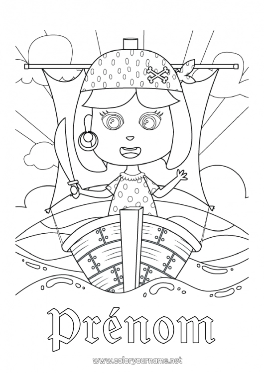 Coloriage à imprimer Pirate Mer Bateau Véhicules maritimes