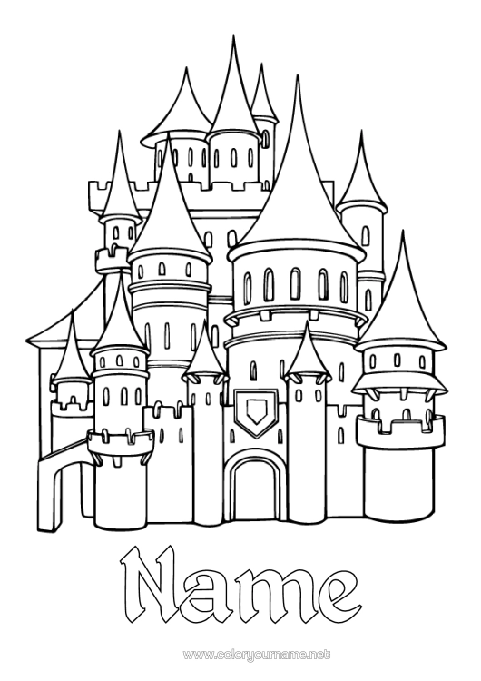 Colouring page to print Castle Fairy Tale