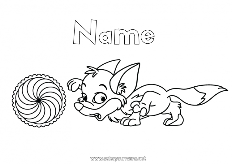 Coloring page to print Fox Children's activities Epiphany Carnival Fairy tale Kolobok Forest animals King cake