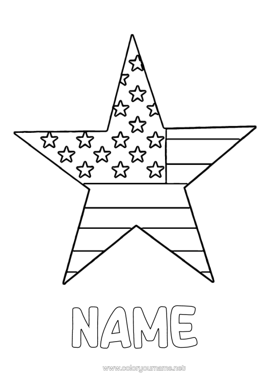 Colouring page to print United States Of America Geography Flag Easy Colouring Pages Country 4Th Of July