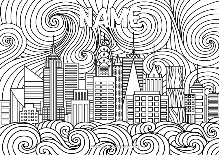 Colouring page to print United States Of America New York Country