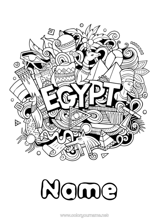 Colouring page to print Geography Egypt Complex Colouring Pages Country Pharaoh History